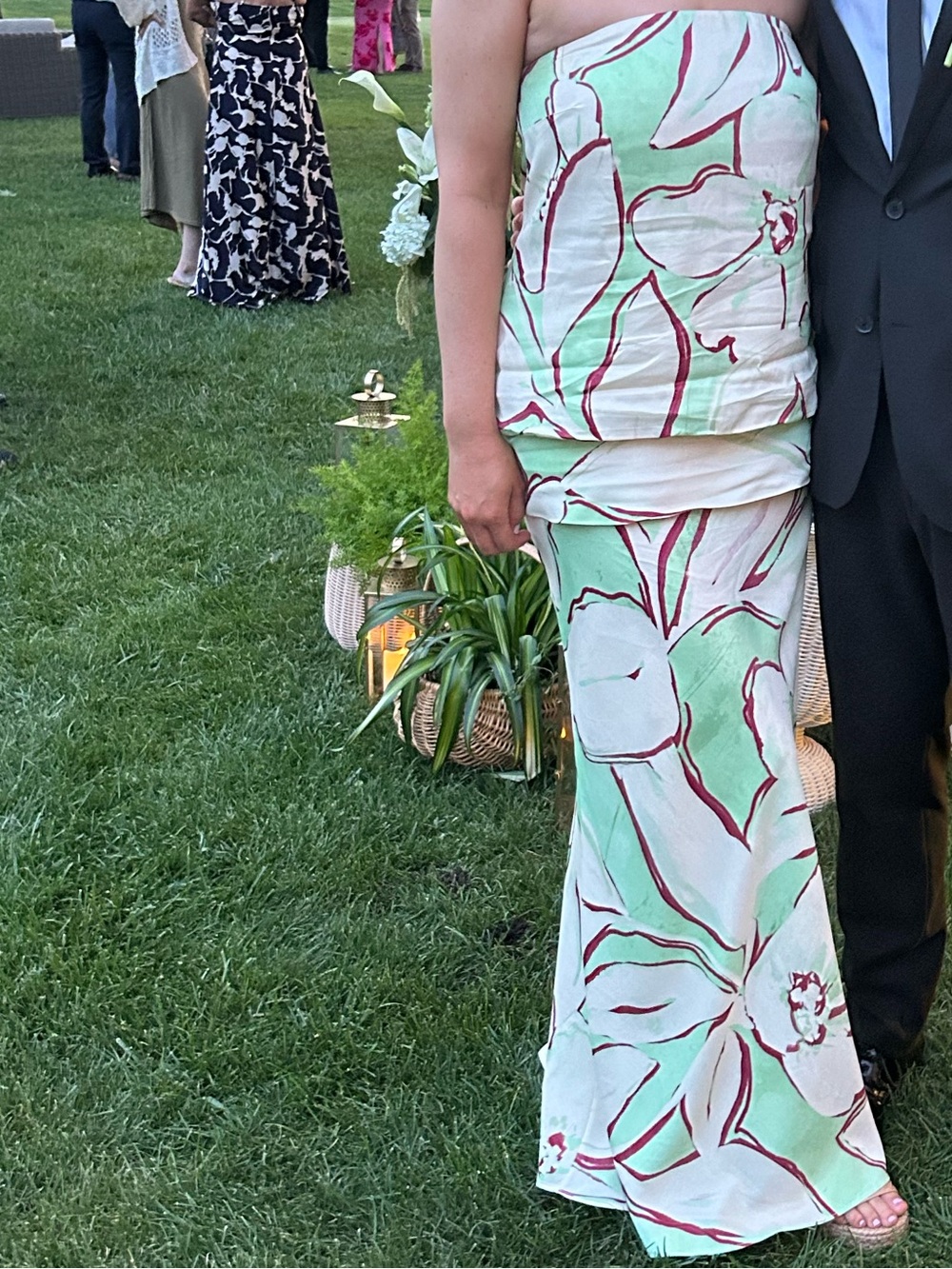 Topshop satin dropped waist blouson bandeau maxi dress in green floral, 8